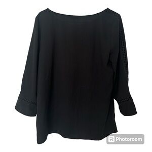 NWOT Talbots Black Tunic Size Medium Vented Sleeves Side Zippers 100% Polyester